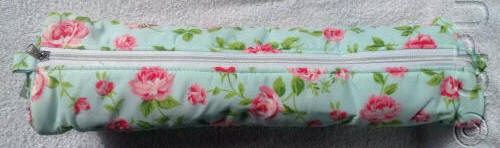 Light Blue with Large Rose Design Knitting Pin Bag