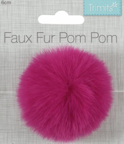 Cerise Faux Fur 6cm Pompom