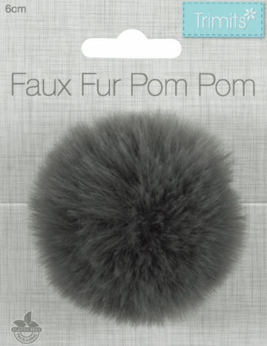 Grey Faux Fur 6cm Pompom