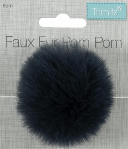 Navy Faux Fur 6cm Pompom