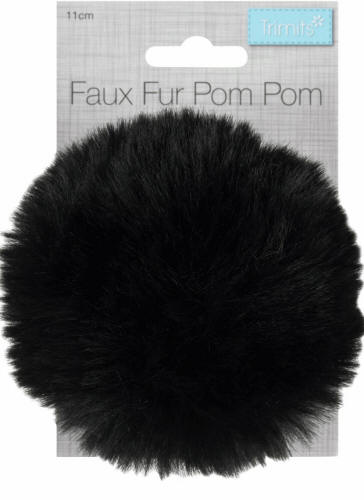 Black Faux Fur 11cm Pompom
