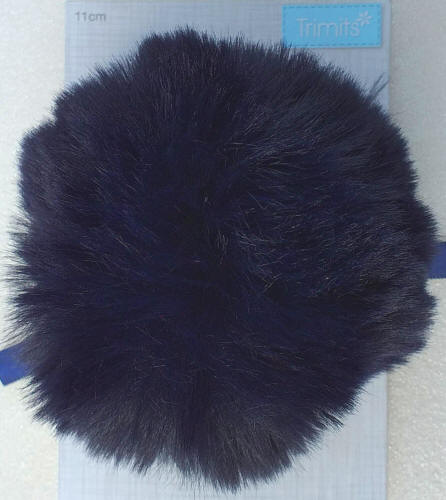 Navy Faux Fur 11cm Pompom