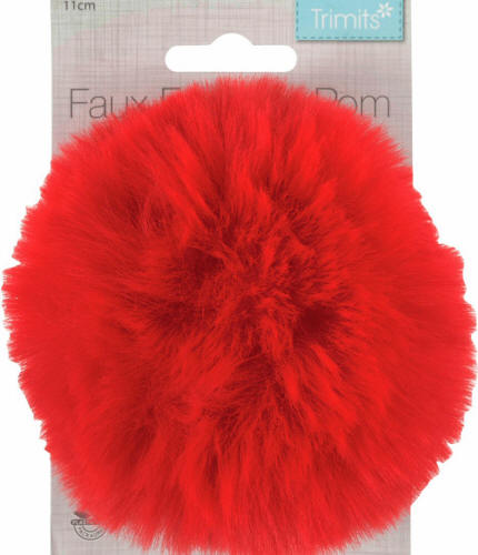 Red Faux Fur 11cm Pompom