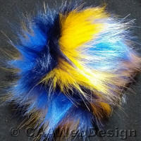 Black, Blue, Orange Faux Fur 12cm Pompom