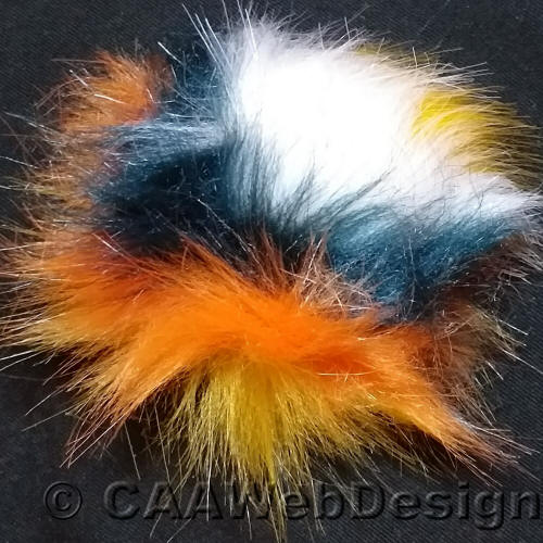 Black, Orange, Yellow Faux Fur 12cm Pompom