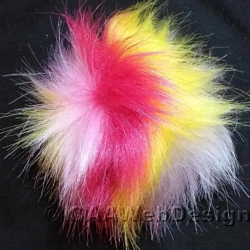 Red, Yellow, White Faux Fur 12cm Pompom
