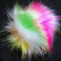 Cerise, Green, Yellow, White Faux Fur 12cm Pompom