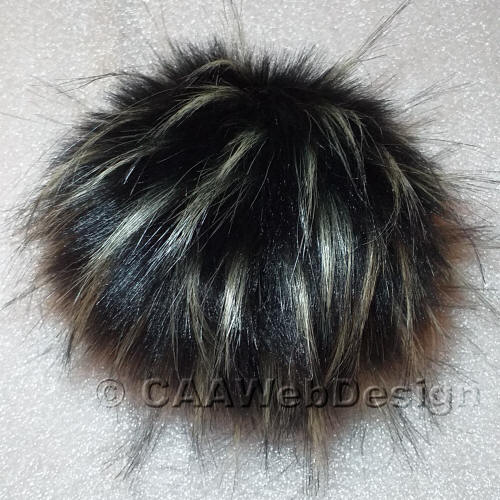Black/Cream Faux Fur 15cm Pompom